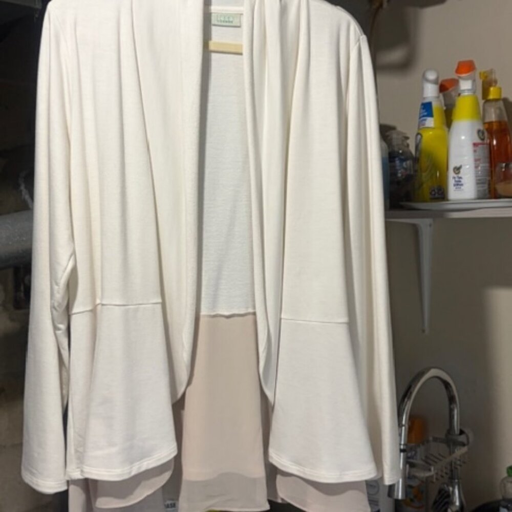 LOGO (QVC) Women's Cream Sweater Jacket 1X